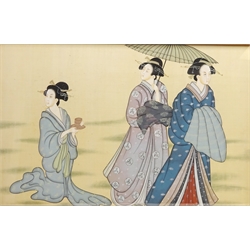  Chinese Figures, 20th century painting on silk unsigned 45cm x 69cm  