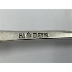 George IV Scottish silver Kings pattern cutlery for six place settings, to include table spoons, table forks, dessert spoons and dessert forks, all engraved with shamrock crest to terminal, hallmarked Robert Gray & Son, Glasgow 1833