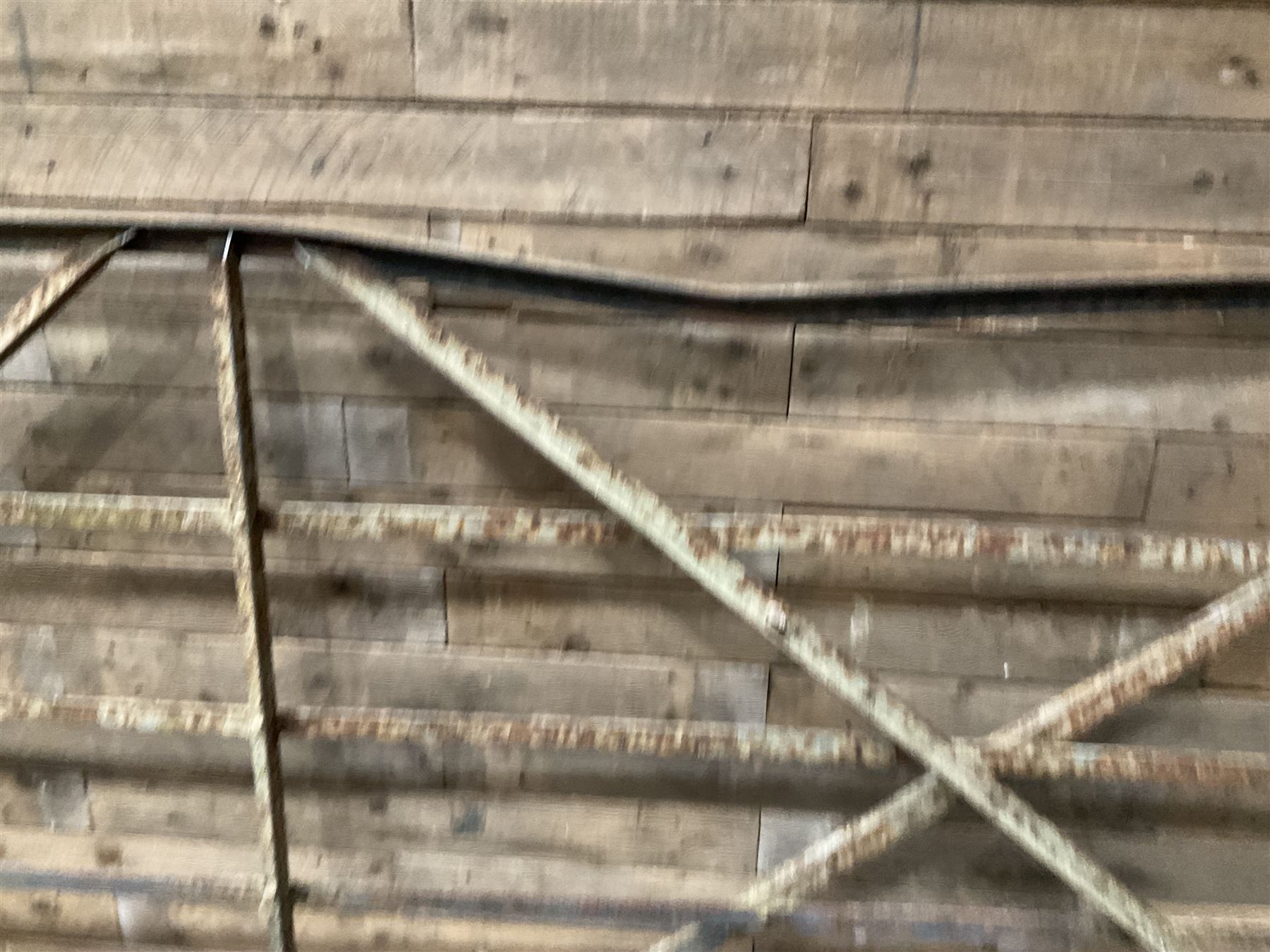 Large wrought metal country driveway or field gate (W324cm, H125cm)and a similar pedestrian gate (W110cm, H108cm)