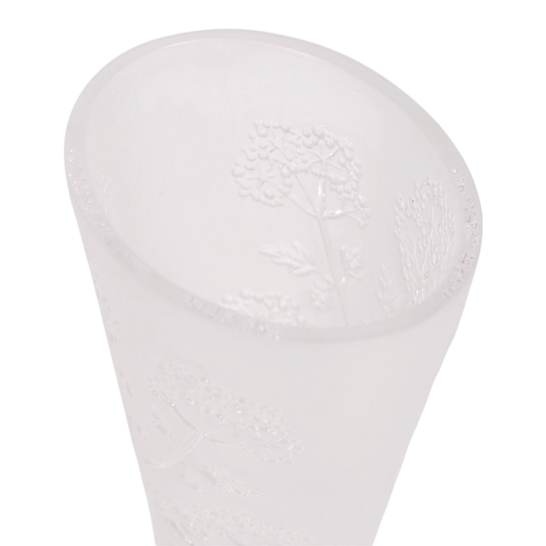 Lalique Ombelles frosted glass vase, marked Lalique France, H16cm 