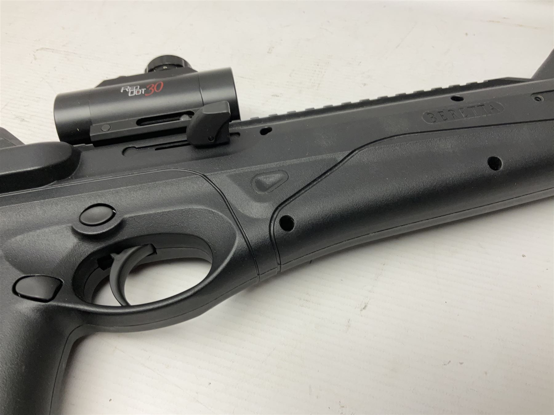 Beretta Cx4 Storm .177 CO2 rifle with Hawke Red Dot 30 scope L78cm; in fitted hard carrying case with two magazines and 88g cylinder; NB: AGE RESTRICTIONS APPLY TO THE PURCHASE OF AIR WEAPONS.
