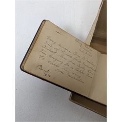 1920s leather bound autograph album/memory book, containing sketches, verses and quotes