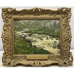 Bertram Priestman RA ROI NEAC (British 1868-1951): 'Starbottom Beck in Spate', oil on panel signed with initials and indistinctly dated '15?, 20cm x 26cm 
Provenance: private East Yorkshire collection, purchased Sotheby's Billingshurst 22nd February 2000 Lot 856; exh. Coughton Galleries, Alcester, label verso; exh. 'Bertram Priestman RA', Cartwright Hall, Bradford & Ferens Gallery, Hull, 1981, No.81