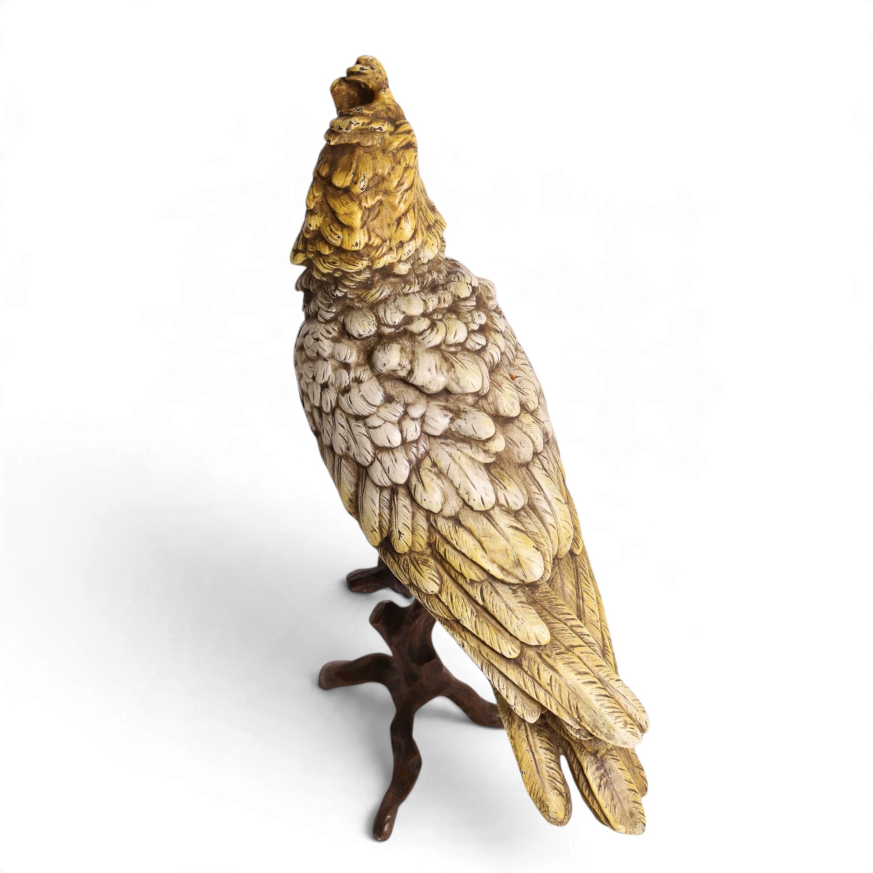 After Franz Bergman cold painted bronze model of a Cockatoo on a on a naturalistic perch base, bears stamps 'Geshutzt', H31cm