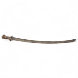 African Sudanese side-arm dagger with brass handle with cross detail, in leather scabbard, together with a collection of swords 