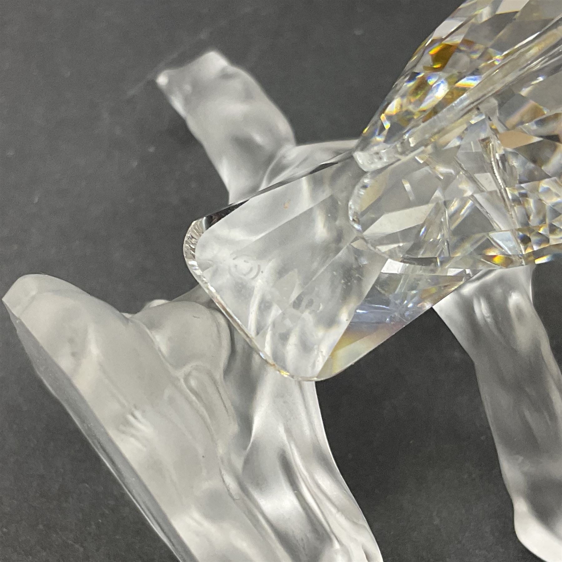 Four Swarovski Crystal bird figures, comprising Cockatoo, pair of Hoopoes on a branch, four Lovebirds on a branch and four Hummingbirds on a branch, largest H10cm
