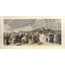  'The Railway Station', 19th century engraving by Francis Holl, after William Powell Frith, pub. 1866 by Henry Graves 65cm x 126cm  
