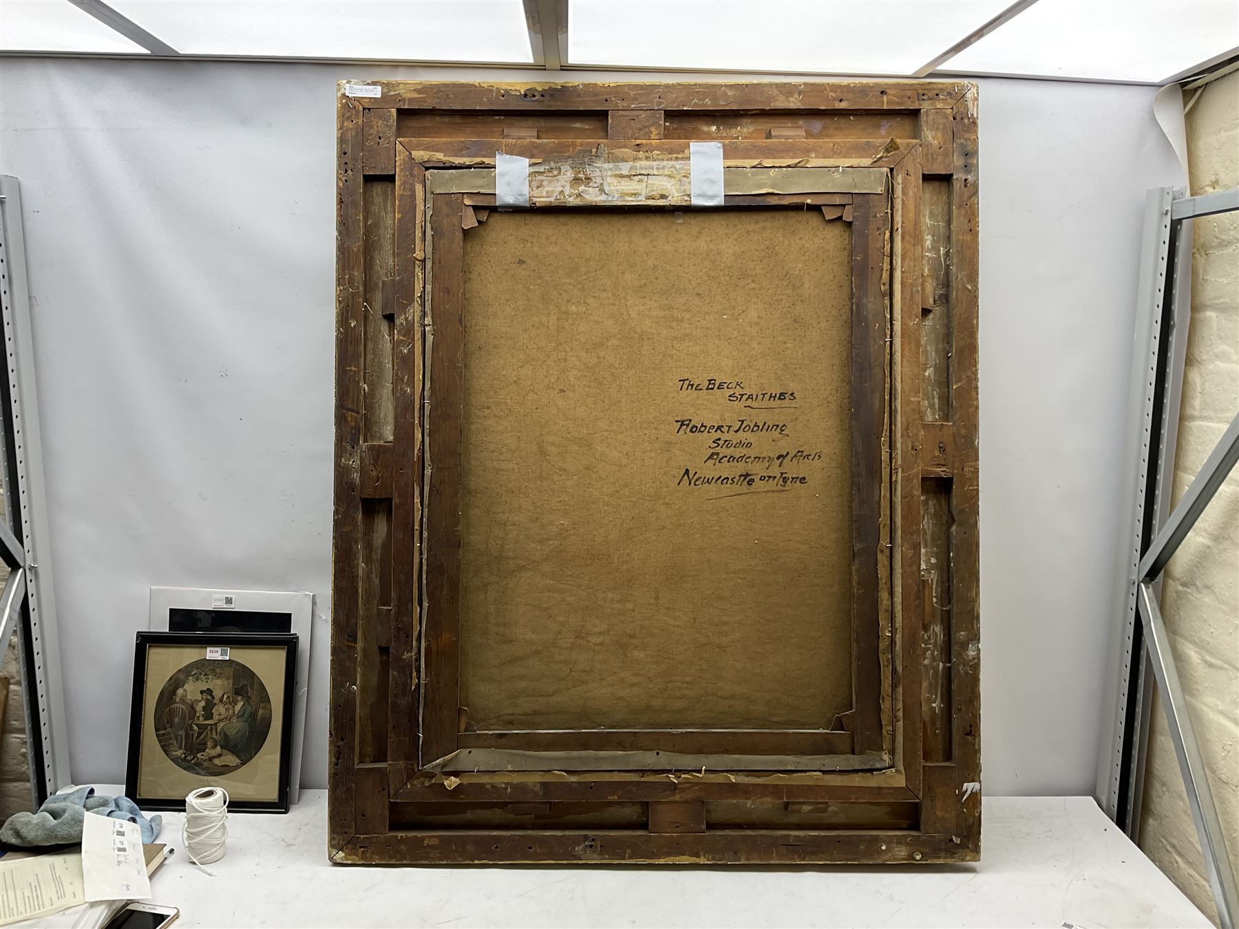 Robert Jobling (Staithes Group 1841-1923): 'Going Out on the Tide - The Beck Staithes', oil on canvas signed, titled on canvas with artist's address verso, also with Laing Art Gallery Newcastle exhibition labels 90cm x 70cm 