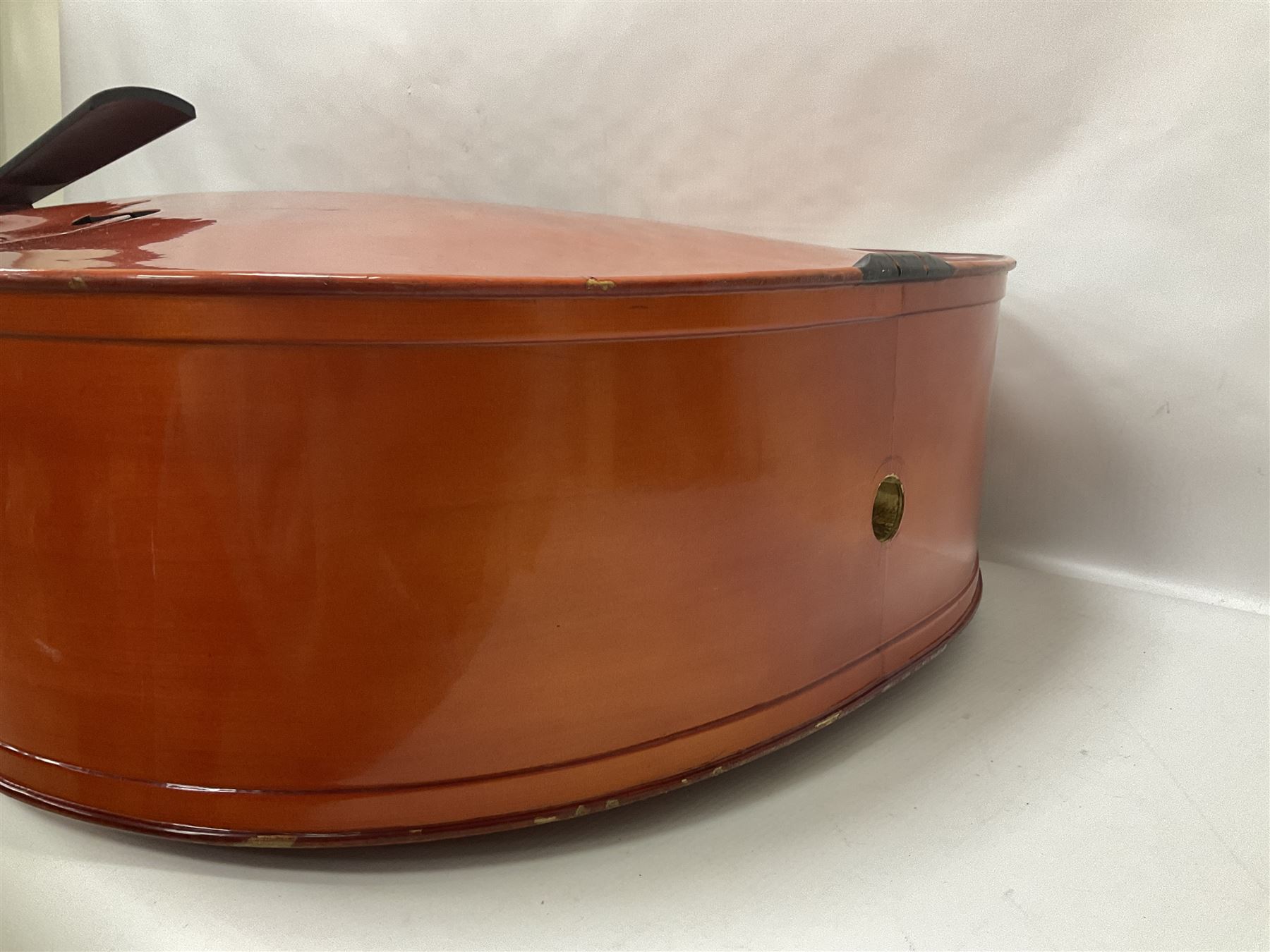 Contemporary 3/4 Double Bass, Body height bottom to shoulder 110cm, With steel tuning pins and ebonised fingerboard, no strings, bridge, tail piece, or endpin Although called a 3/4 size bass, this size is recognised as a regular sized Double Bass 
