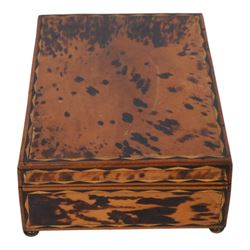 19th century Anglo-Indian tortoiseshell veneered box on bun feet, H9cm, L25cm