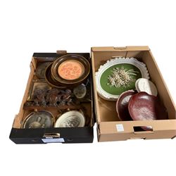 Collection of frames, including a pair of circular wooden and gilt frames, rococo examples...