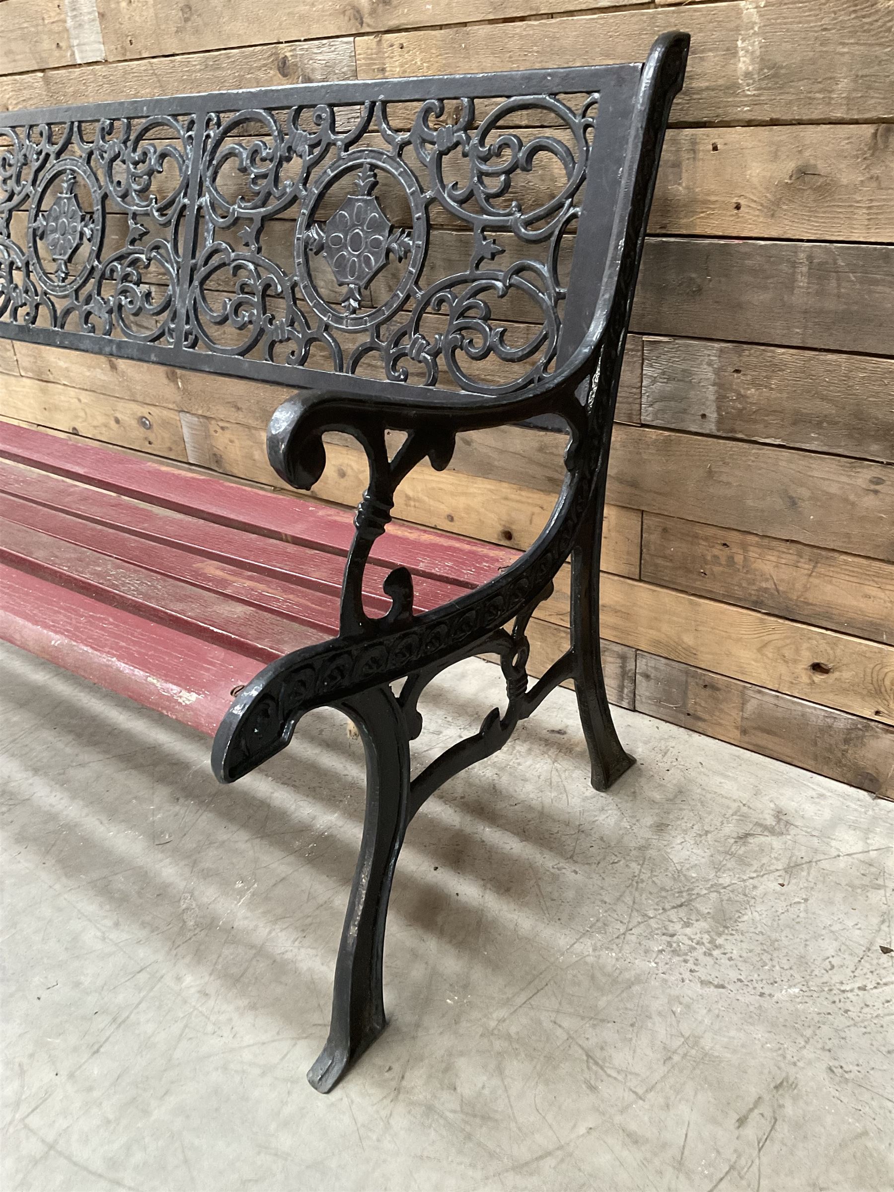 Cast iron and wood slatted garden bench