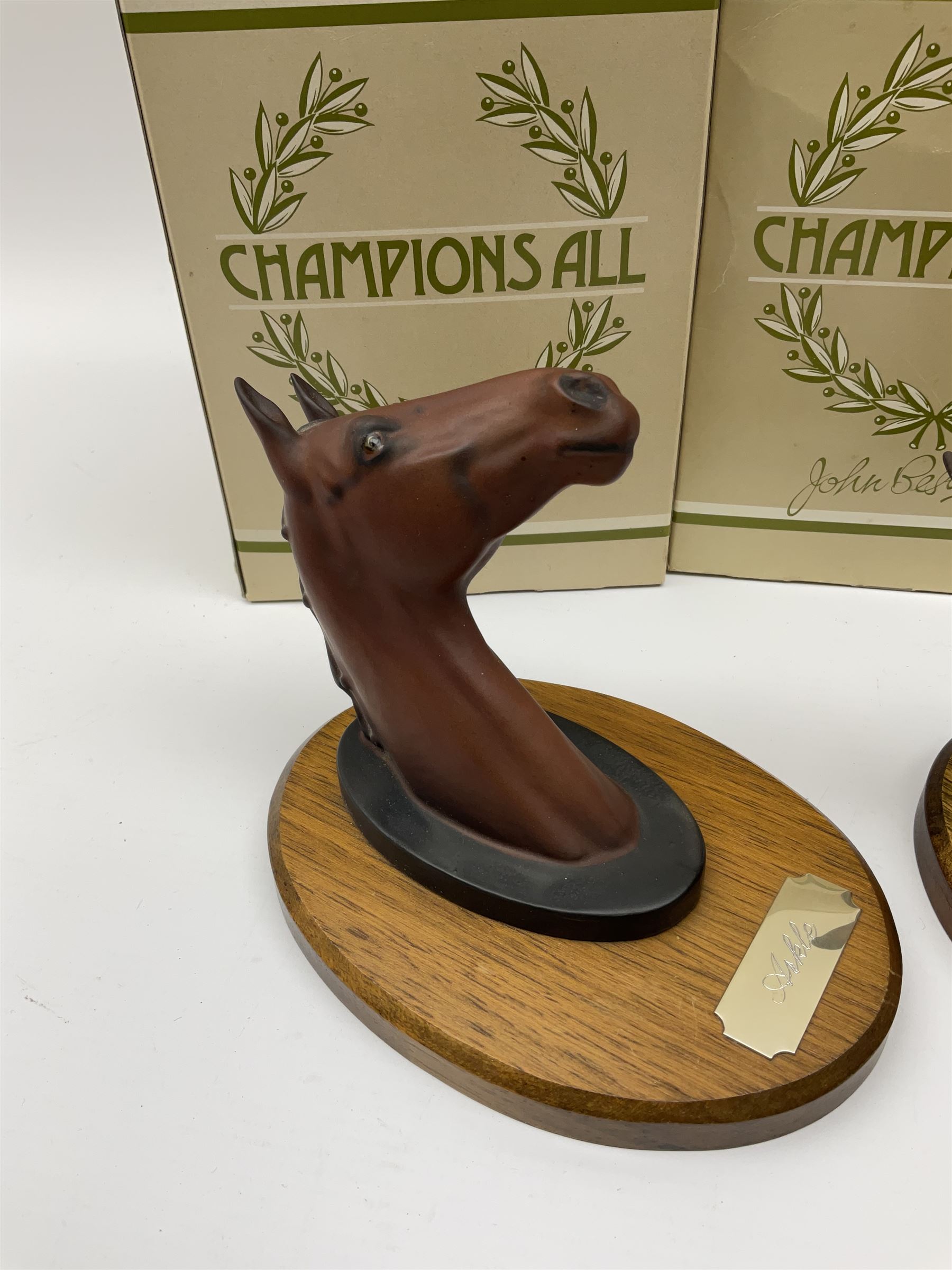 Two Beswick horse and 'Champions All' Wall Plaques, Arkle and Red Rum.