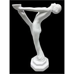 Art Deco style lamp modelled as a nude female dancer, with draped folds of linen, H46cm