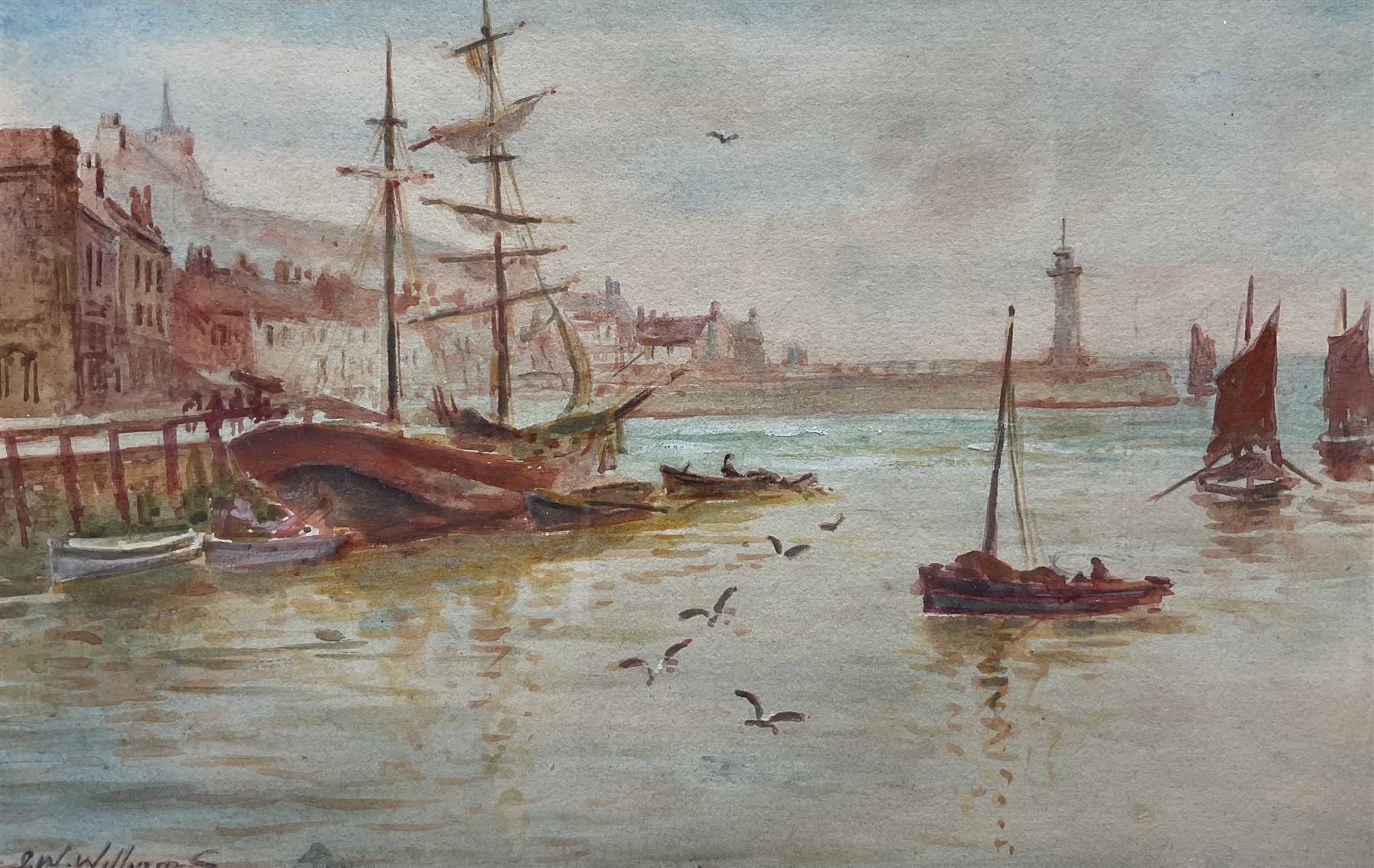 John Wynne Williams (British fl.1900-1920): Whitby, watercolour signed 15cm x 24cm
