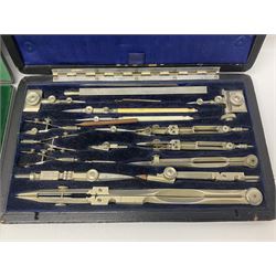 J Halden & Co cased drawing set, together with other cased drawing sets, including examples from prazision garantie and Kern Swiss 