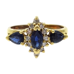  18ct gold sapphire and diamond set ring, hallmarked  