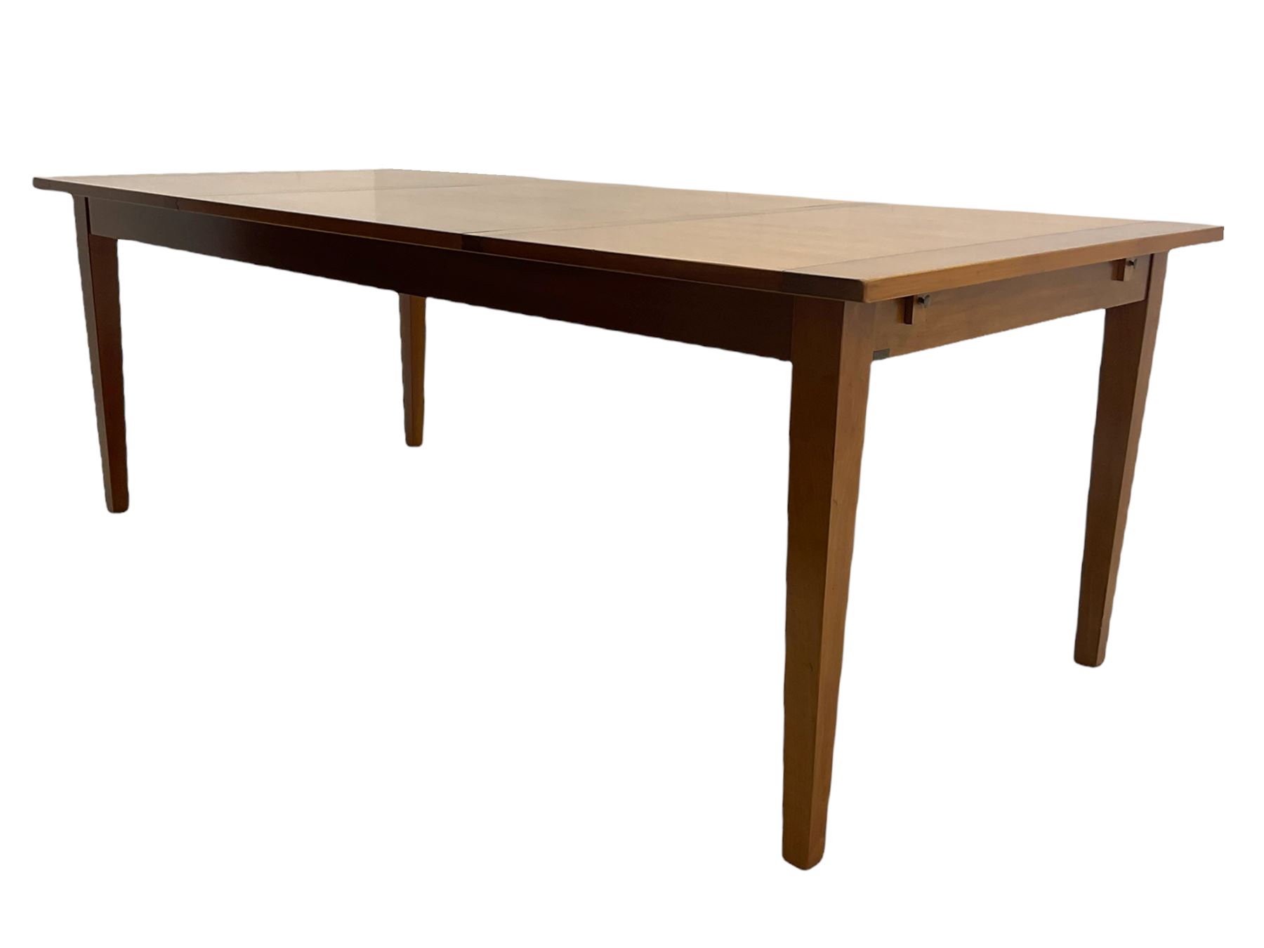 Grange Furniture cherry wood dining table, and eight chairs with rush seats