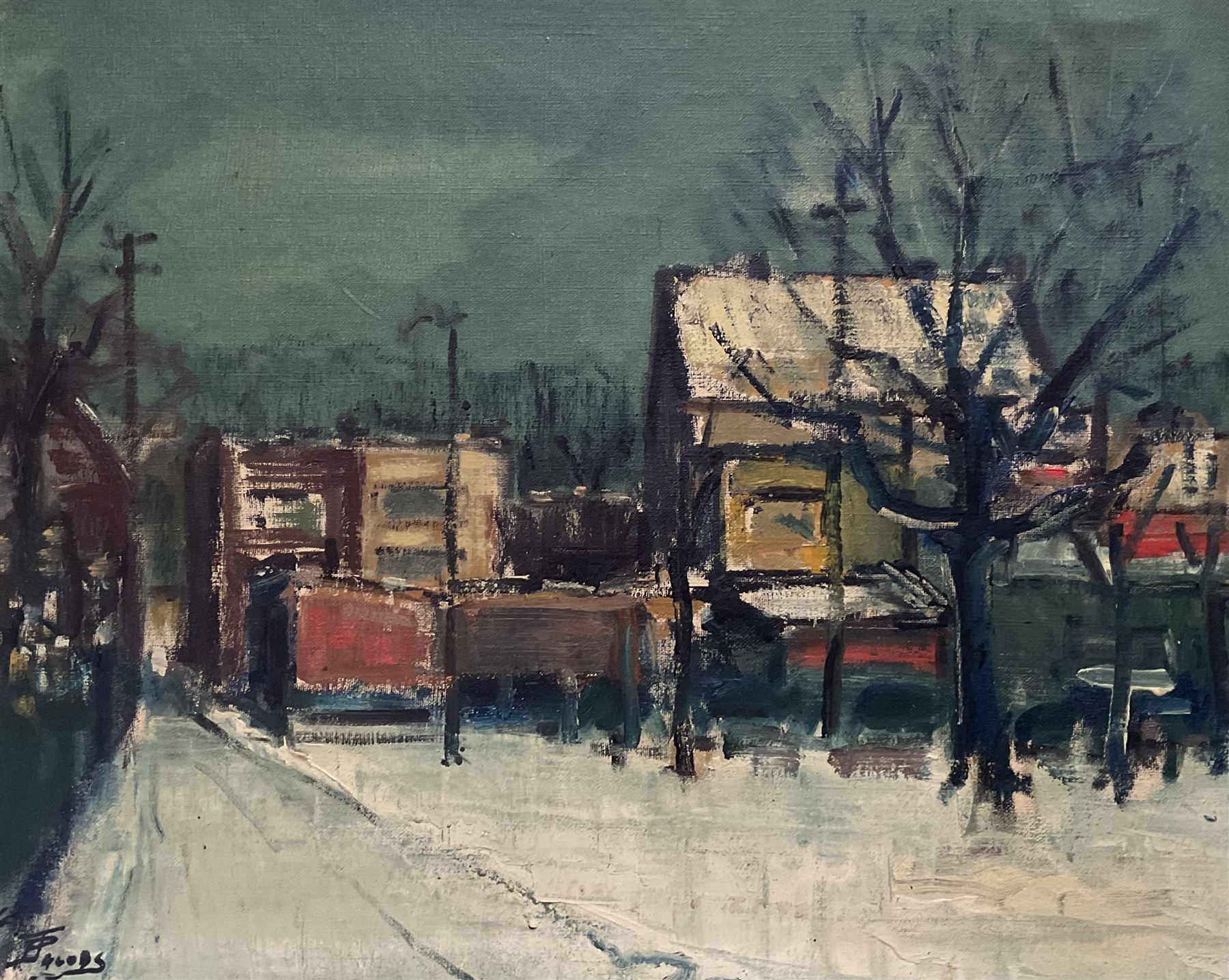 Piet Jacobs (Polish 20th Century): 'Winter', oil on canvas signed, titled and inscribed verso 49cm x 59cm 