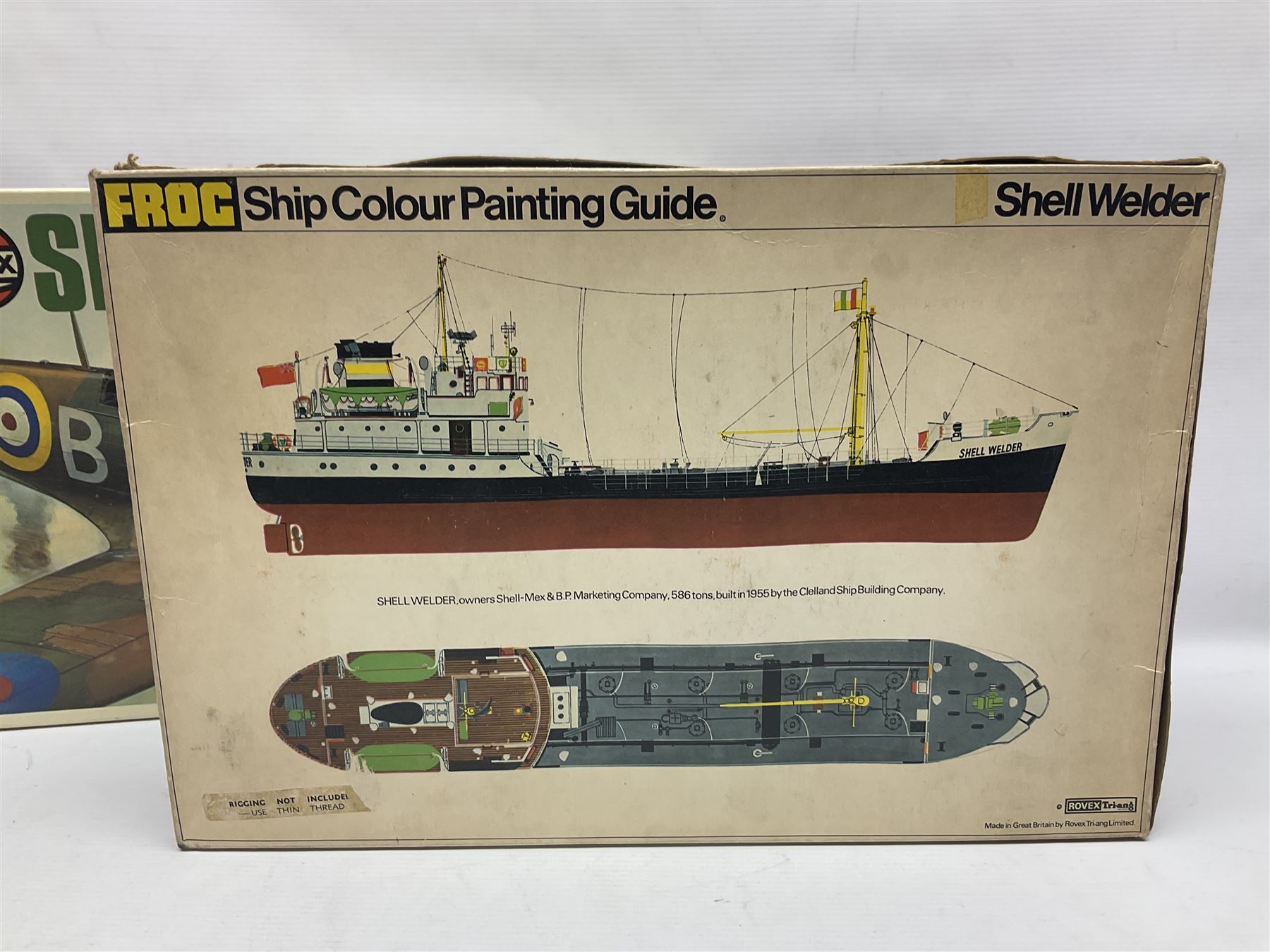 Three unmade construction kits - Airfix 1:24 scale Supermarine Spitfire Mk.1A; predominantly in unopened factory packaging with instructions and decal sheet; Frog Shell Welder with instructions; and Airfix Battle of Waterloo Farmhouse (instructions on box base); all boxed (3)