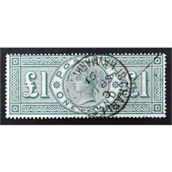  Queen Victoria one pound green stamp, single postmark  