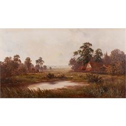 Sidney Yates Johnson (British fl.1890-1926): Farm Pastures at Dusk, oil on canvas signed a...