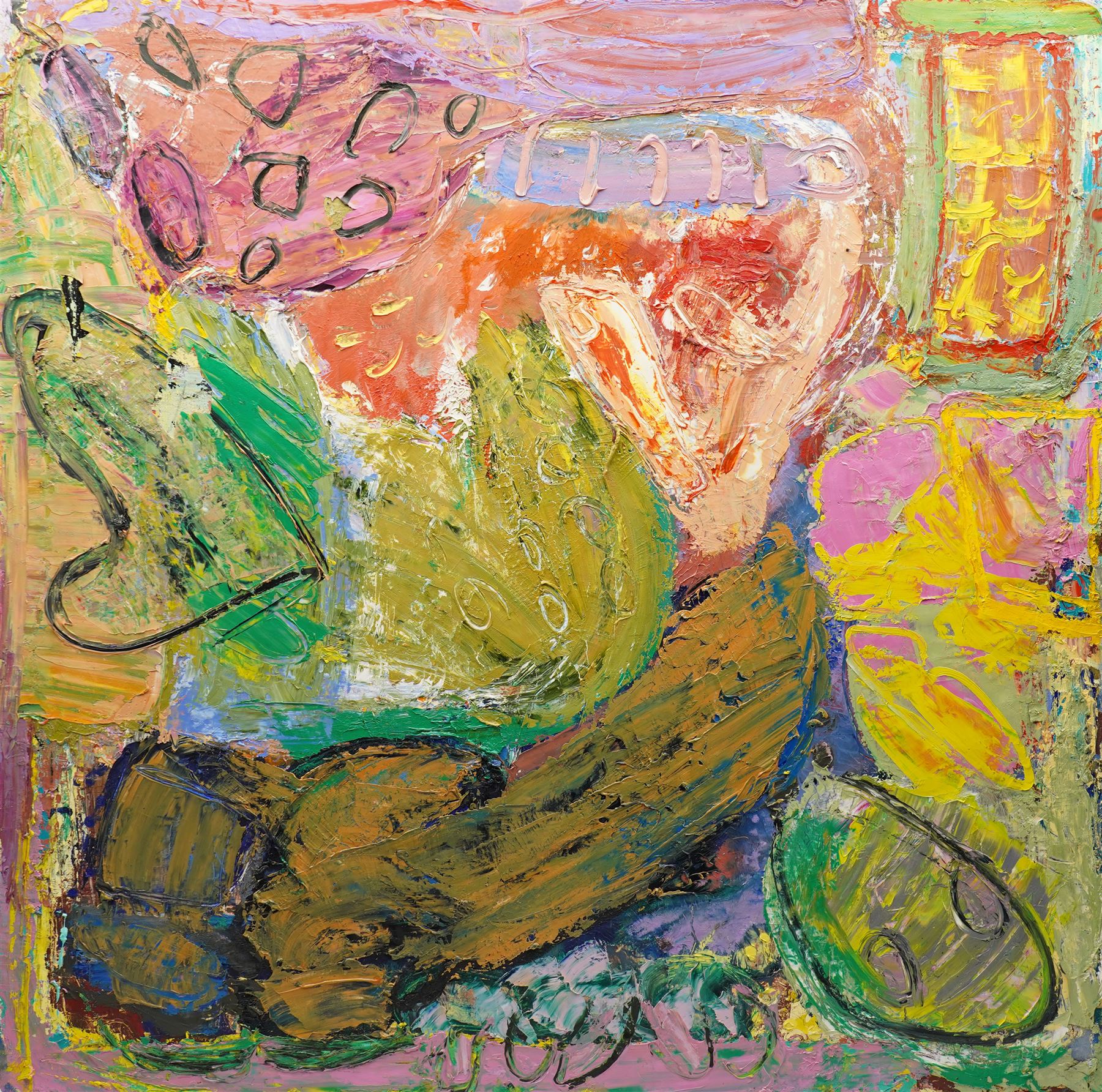 Gillian Ross Kelsey (British 1935-2025): 'Riverbank', oil on canvas unsigned 91cm x 91cm
