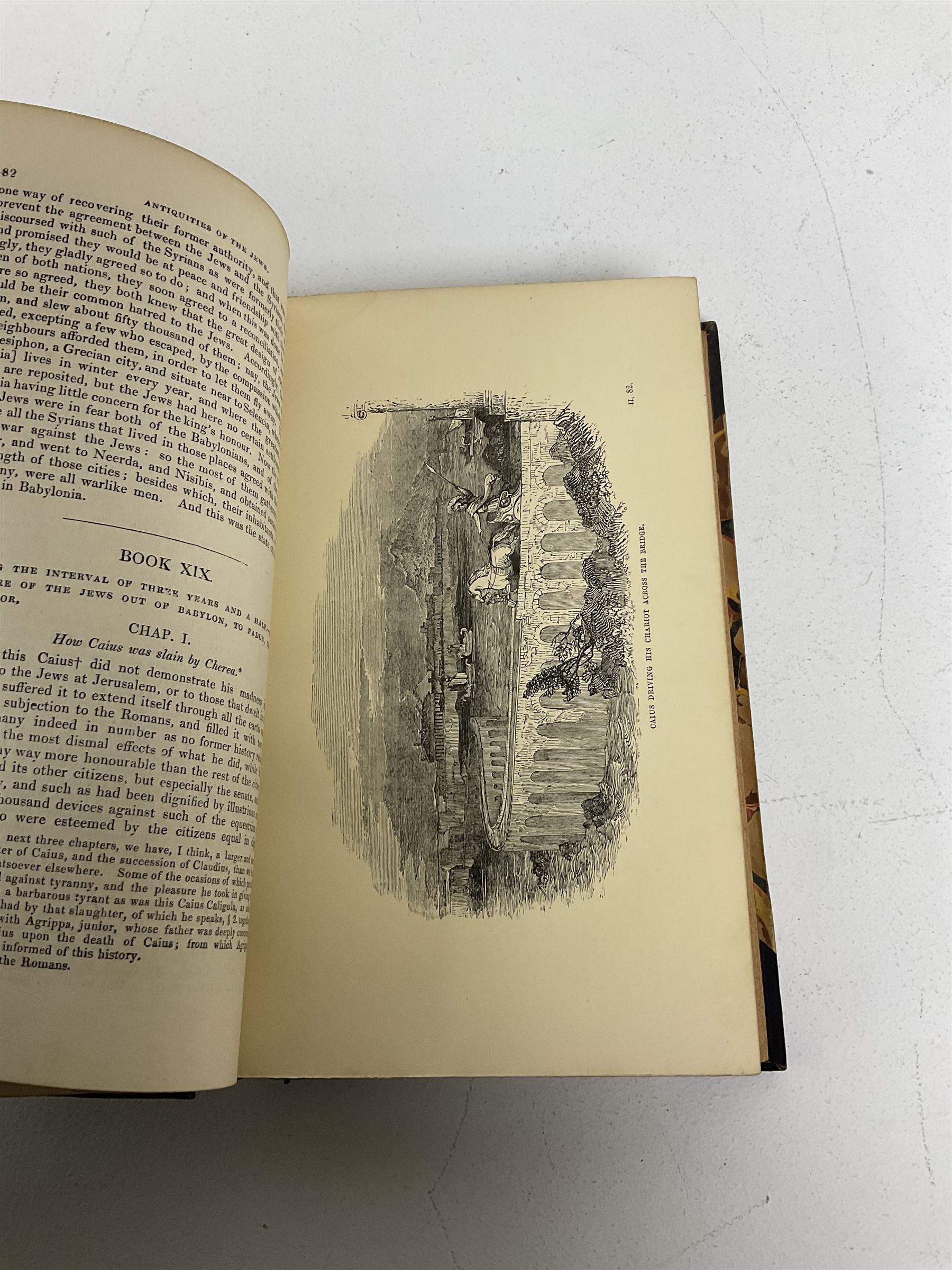Campbell, John; The Naval History of Great Britain, two volumes, together with De Foe, Daniel; The Life and Adventures of Robinson Crusoe, pub George Routledge and Sons, London, The Works of Flavius Josephus, translated by Whiston, William, pub Henry G Bohn, London, one volume  and two other books
