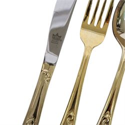 Bestecke Solingen (SBS) gold plated cutlery set for twelve in case