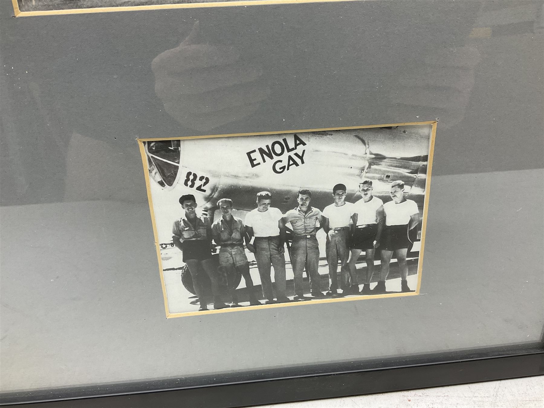Hiroshima 1945 modern framed display of memorabilia comprising copy