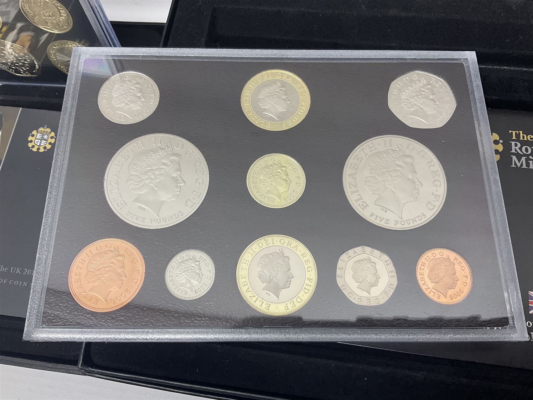 Five The Royal Mint United Kingdom proof coin sets, dated 2006, 2007, 2008, 2010 and 2011, all cased with certificates