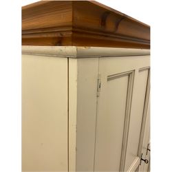Laura Ashley cream finish double wardrobe with drawer to base, panelled doors