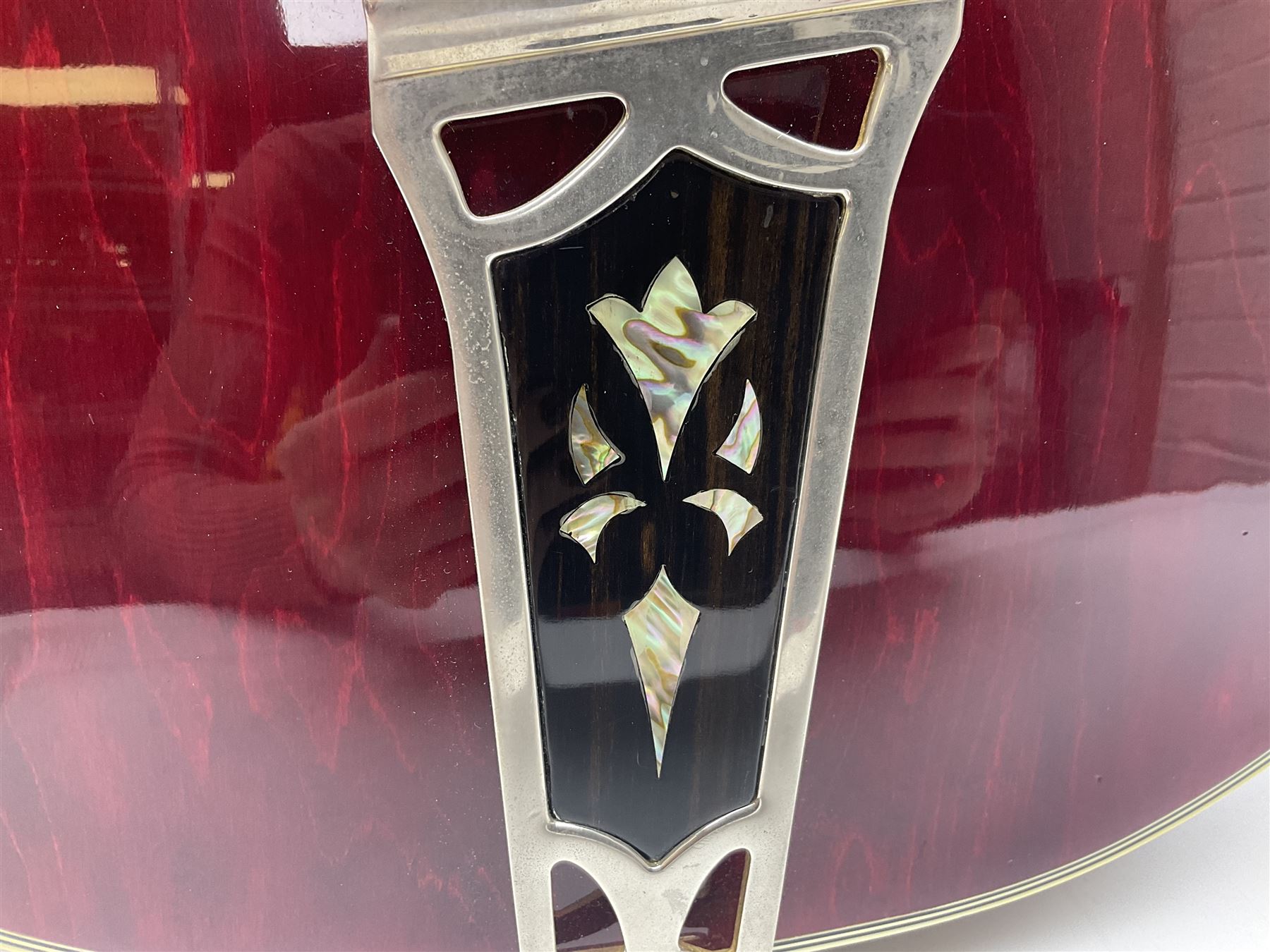 American Gretsch Super Chet semi-acoustic guitar, 1960s/70s, with 'pots' on scratch plate, serial no.5 2071, L111cm overall;  in original hard carrying case  