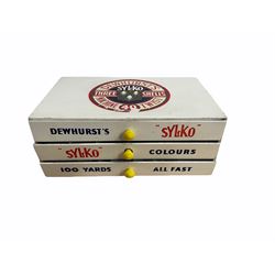 Dewhursts Sylko advertising three drawer cotton chest containing some Skylo cotton reels, L35cm 