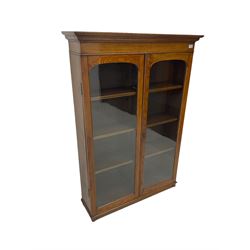 Edwardian oak bookcase display cabinet
