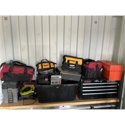 Large quantity of tools and power tools such as Craftsman large tool box, with tools Irwin vice, DeWalt Vibro sanding machine, Lvyuan voltage transformer, screws fixings drill bits and other  (American Plugs) - THIS LOT IS TO BE COLLECTED BY APPOINTMENT FROM DUGGLEBY STORAGE, GREAT HILL, EASTFIELD, SCARBOROUGH, YO11 3TX