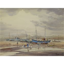 Rowland De Winton Aldridge (British 1906-1997): 'Low Tide Evening', watercolour signed and dated 1974, titled verso 26cm x 35cm
Provenance: exh. The Mall Galleries, Carlton House Terrace, London, label verso