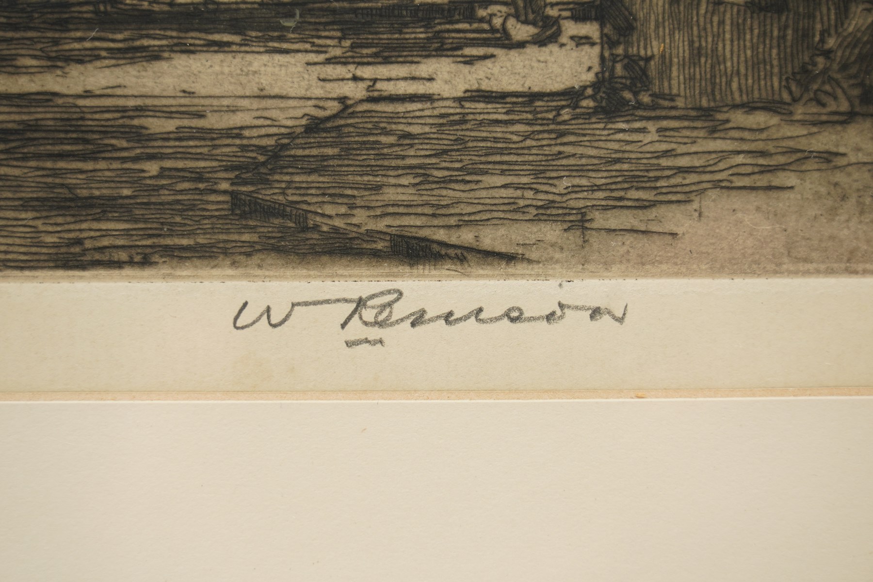 William Renison (Scottish 1893-1938): House of Saint Veronica - Via Dolorosa Jerusalem and French Town Centre; Frank Harding (British fl.1885-1890): 'Christchurch Priory'; John Fullwood (British 1851-1931): Churchyard, and Georges Huardel-Bly (French 1872-?): The Old Curiosity Shop, five monochrome etchings signed in pencil max 44cm x 30cm (5)