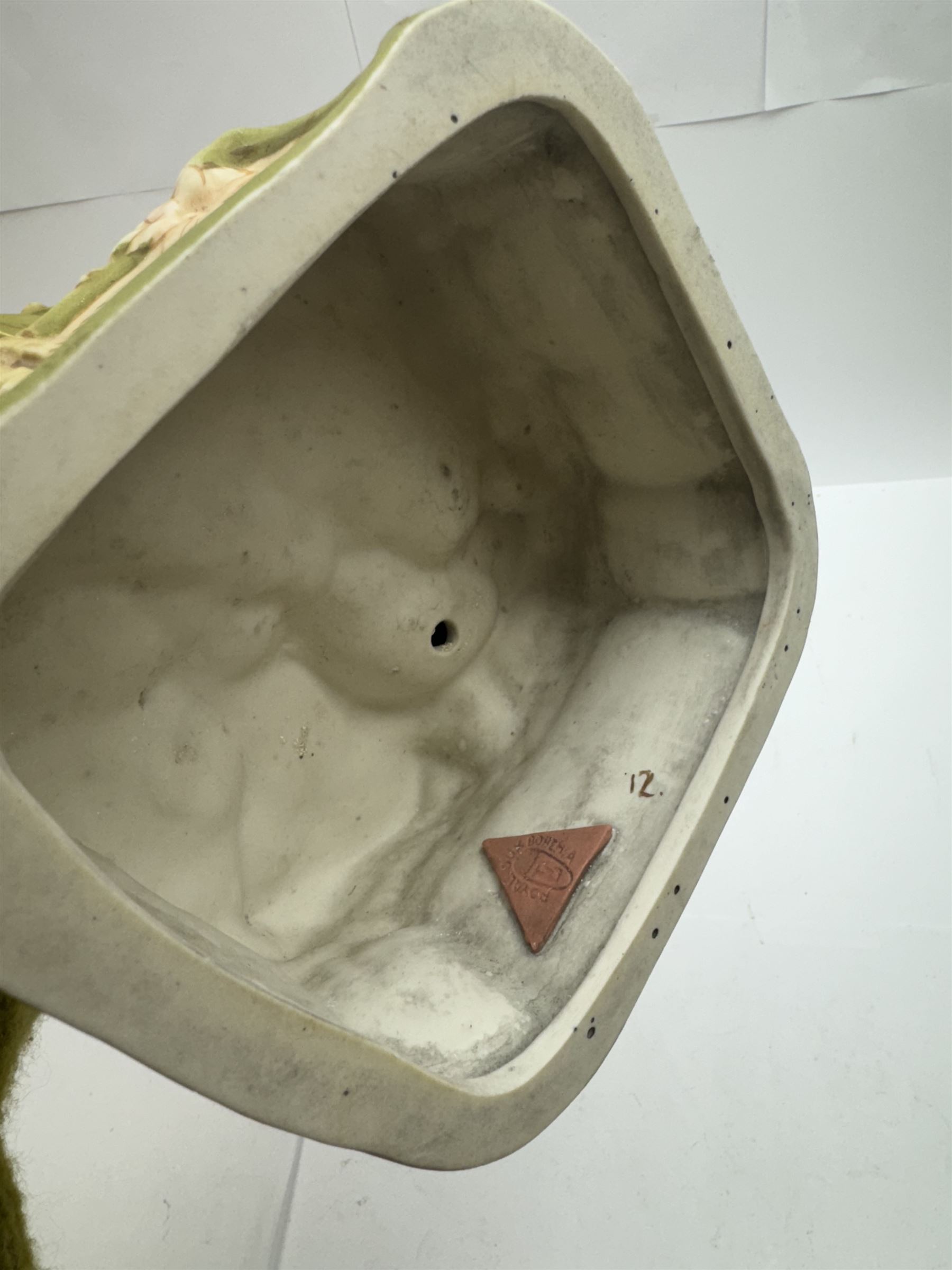 Pair of Royal Dux figures, no. 1115, modelled as a shepherd with a goat by his side and a shepherdess feeding a lamb, each wearing flowing green and pink robes with gilt detailing, with pink triangle mark beneath, H51cm