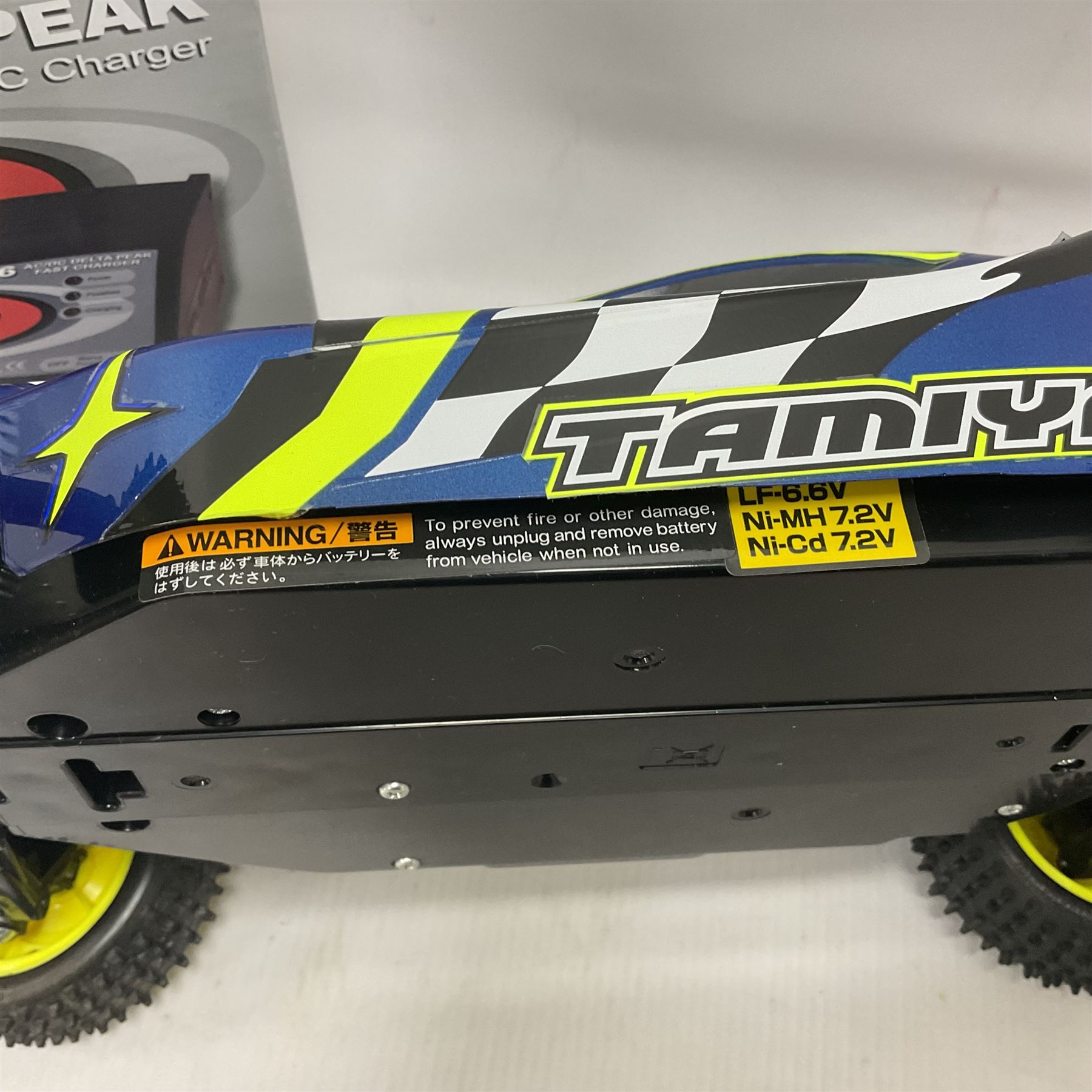 Tamiya - Plasma Edge II radio controlled car together with boxed NX86 Delta Peak AC/DC fast charger and Carson Reflex Stick Pro 3.1 Elektro Set