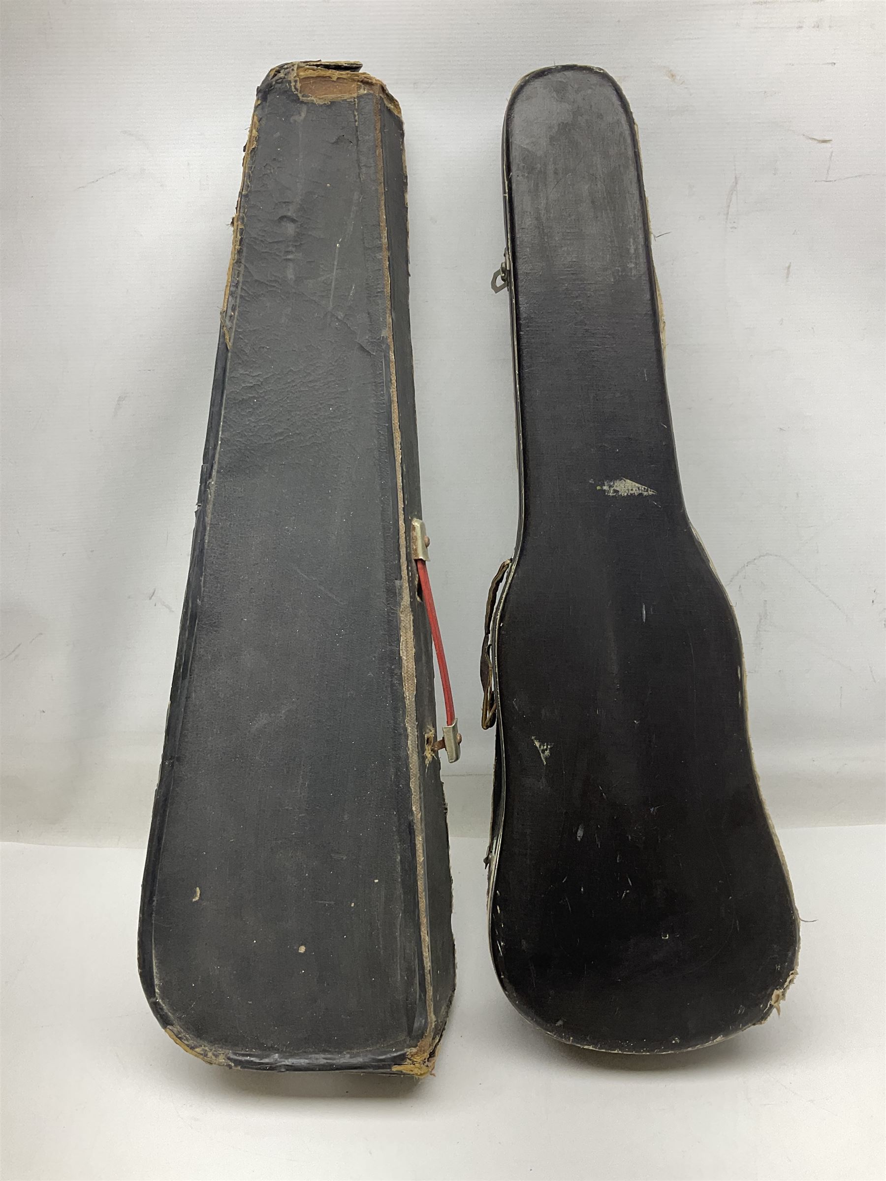 Chinese Parrot violin with 35.5cm two-piece back; L59.5cm in carrying case; and early 20th century German violin for restoration; bears label 'Antonius Stradivarius Faciebat Anno 1730'; cased with bow (2)