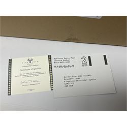 Border Fine Arts figure Barn Owl in Flight B1532, boxed with certificate, together with Country Artists figure Tawny Owl with Honeysuckle CA441, tallest H31.5cm