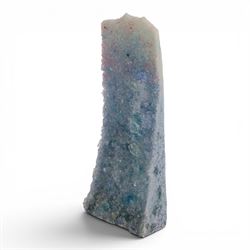 Art glass sculpture by Patrick Stern, crystallised sea theme body with rectangular & shell shaped inclusions to the reverse, signed to base, H29cm