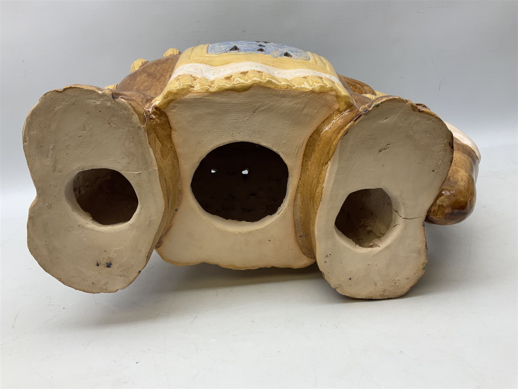 Oriental glazed ceramic elephant garden seat, H41cm