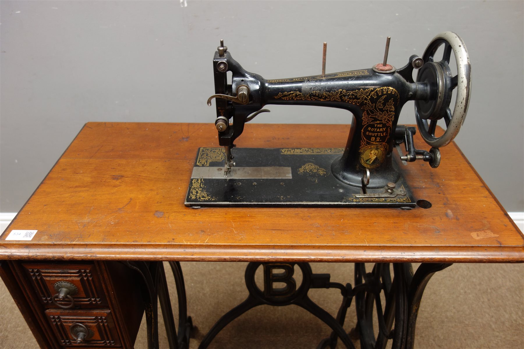 Bradbury & Co. 'Rotary Shuttle B2' Treadle Sewing Machine, on cast iron