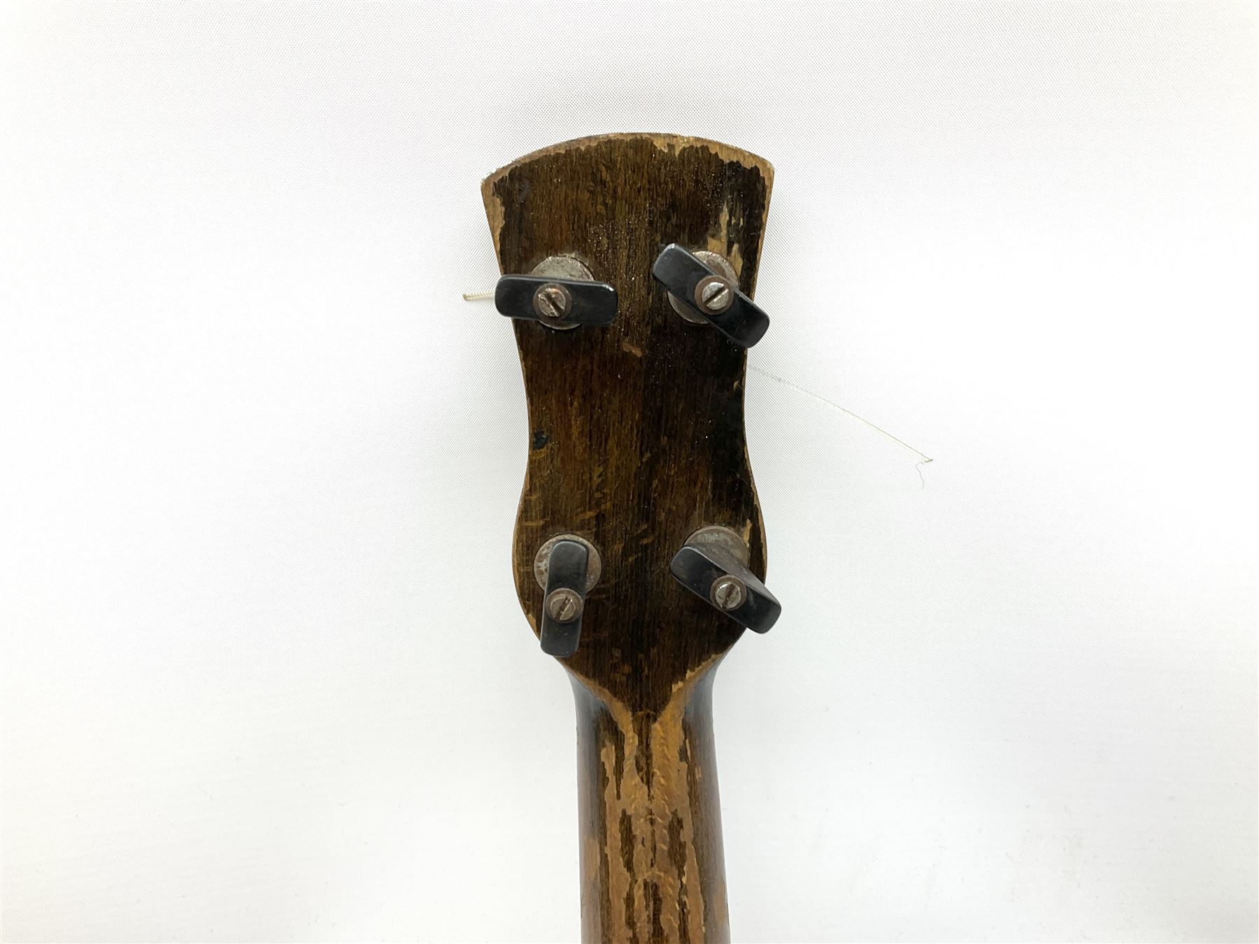 Melody-Uke four-string ukelele banjo, makers plaque to head stock L59cm; and Italian eight-string lute-back mandolin with mahogany stained segmented maple back and spruce top L59cm (2)