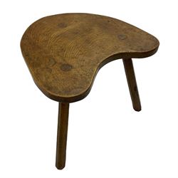 'Mouseman' circa. 1930s/40s adzed oak kidney shaped table, on octagonal tapered supports, carved with mouse signature, by Robert Thompson of Kilburn