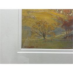 William Shackleton (Bradford 1872-1933): 'The Road into Malham Village', watercolour and pastel signed and dated '25, titled verso 27cm x 22cm 