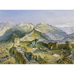 Edgar Santos Nucum (Australian 20th century): The Great Wall of China, oil on canvas signed 47cm x 64cm