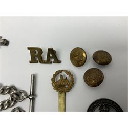 Two Services Rendered badges Nos.B23060 and B201341; two MSO BAOR (Mixed Services Organisation British Army of the Rhine) badges; small quantity of shoulder titles, lapel/sweetheart brooches, buttons and non-military related items